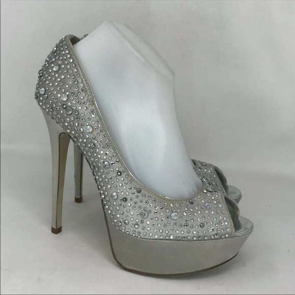 Aldo Shoes - Aldo Womens Silver Rhinestone Embellished stiletto pump heels